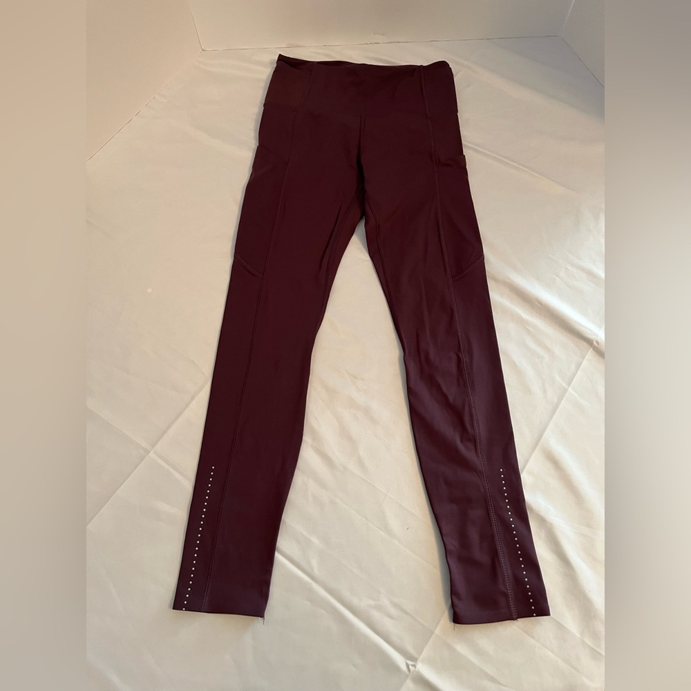 SURGE Activewear Burgundy High-Waisted Pocket Leggings S